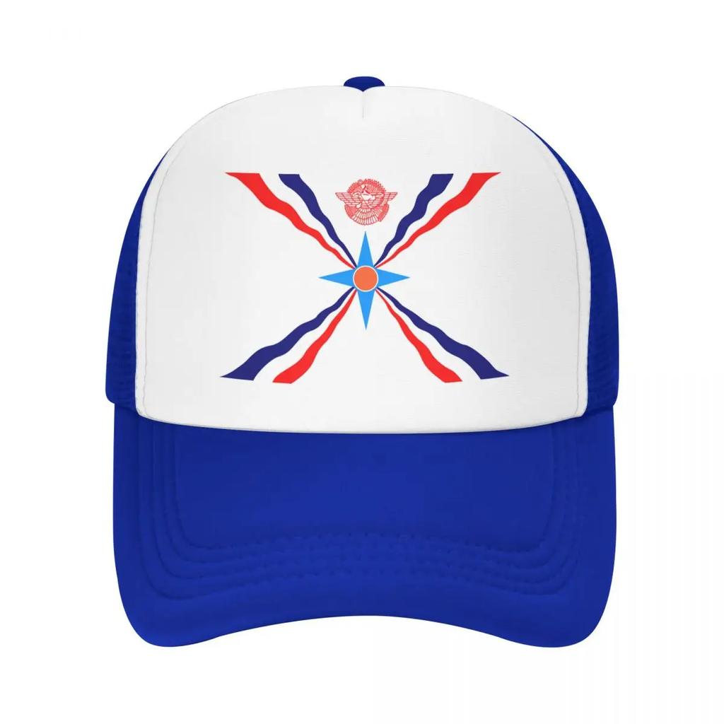 Custom Punk Unisex Assyrian Flag Trucker Hat Adult Aramean Proud Adjustable Baseball Cap for Unisex Women Hip Hop Trucker Cap