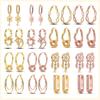 Pendientes Colgantes de Estrella Luna Flor de Plata 925 para Mujer Zirconia Brillante Oro Rosa Joyería de Boda Regalo