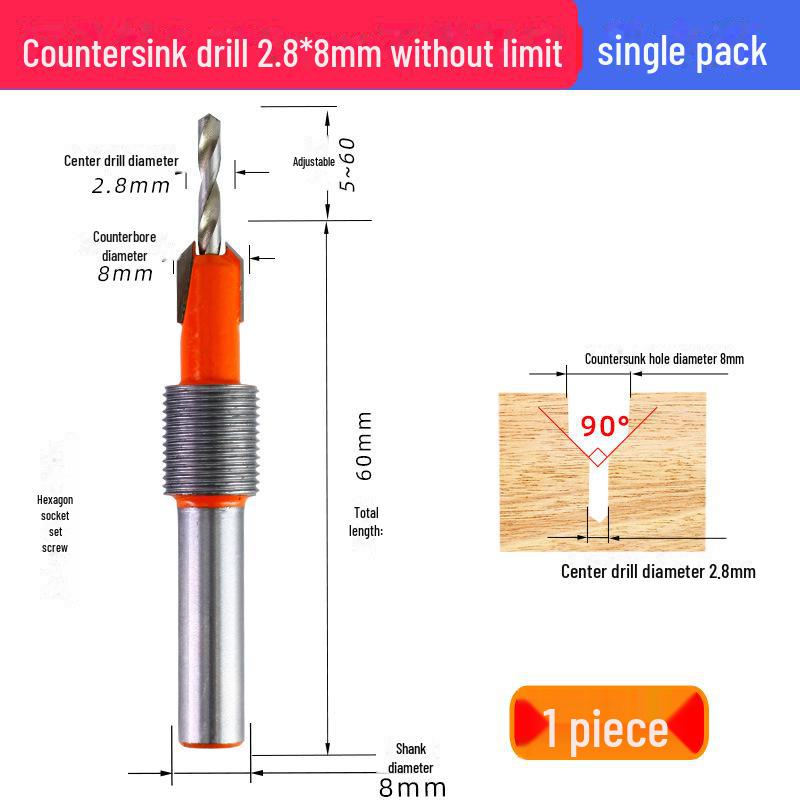 Alloy Countersink Drill Head with Limiter for Woodworking and Screw Installation