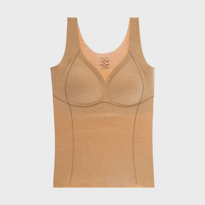 Women's Winter Velvet Warm Vest with Chest Pad - Seamless, Slim Fit Undergarment