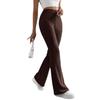 2025 Women's Autumn Knitted Ribbed Flared Pants - Solid Color Casual Micro-flare