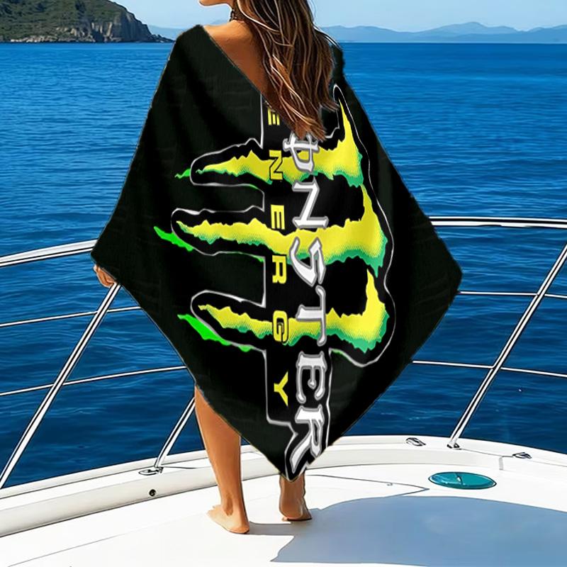 Leistungsstarkes Energy-Drink-Logo Mikrofaser-Strandtuch, Leicht und Schnelltrocknend, für Sommerreisen, Strand-Essentials, Schwimmbad Outdoor