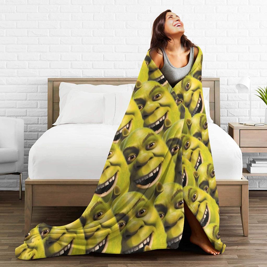 Funny S-Shreks Pattern Blanket Cover Plush Throw Blanket Summer Air Conditioning Decoration Ultra-Soft Warm Bedsprea,