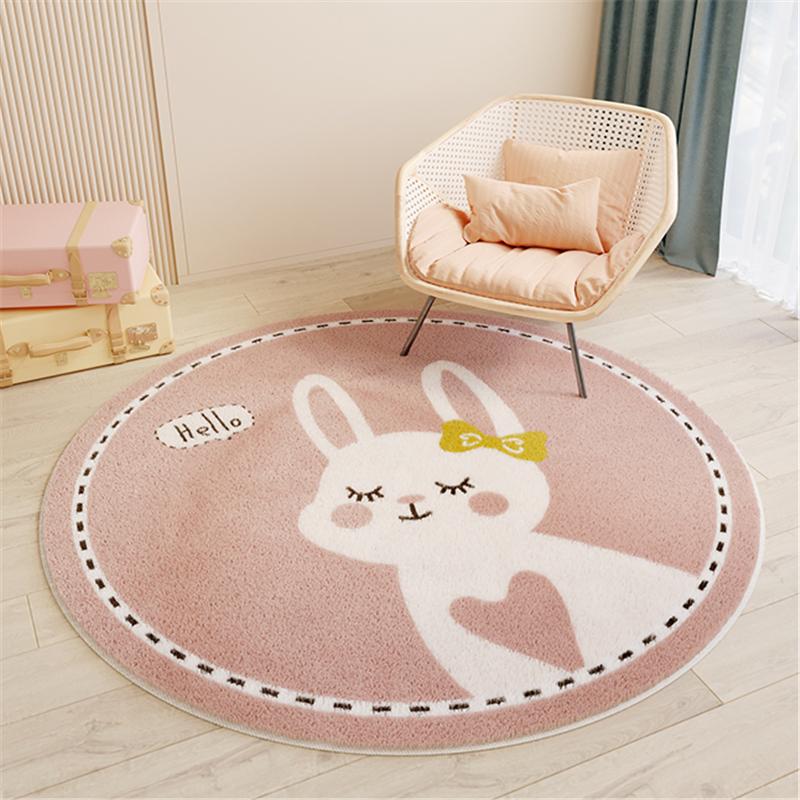 Nordic Carton Round Rug Carpets For Home Living Room Bedroom Kids Room Blanket Plush Floor Mat Decoration Salon Pile Area Rug