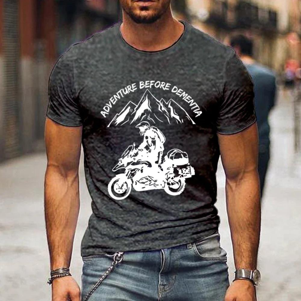 Adventure Before Dementia Shirts for Men Funny Mountain Adventure Motorcycle T-shirts Harajuku Fashion Tshirt Loose Men T Shirt