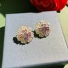 Fashion 925 Silver Needle Earrings for Women Temperament Gradient Cubic Zirconia Colorful Daisy Flowers Sweet Earring Jewelry