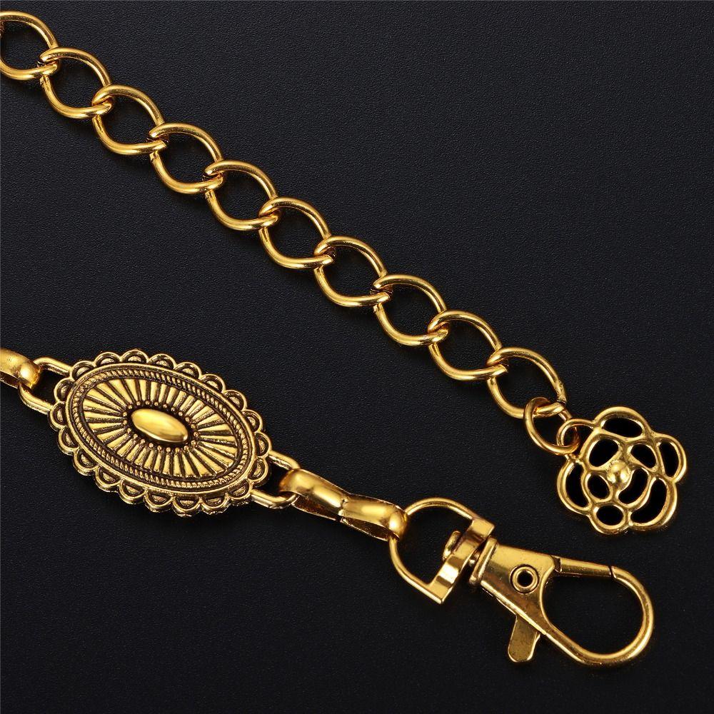 

Skinny Chain Belt Adjustable Decorated Waist Belt Fashion Metal Waist Chain Belt for Women Style B - Gold