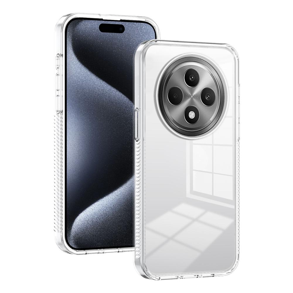 KEYSION Transparent Phone Case for OPPO Reno12 F 5G Soft TPU+PC Anti-slip HD Clear Shockproof Phone Cover for OPPO Reno 12F 5G