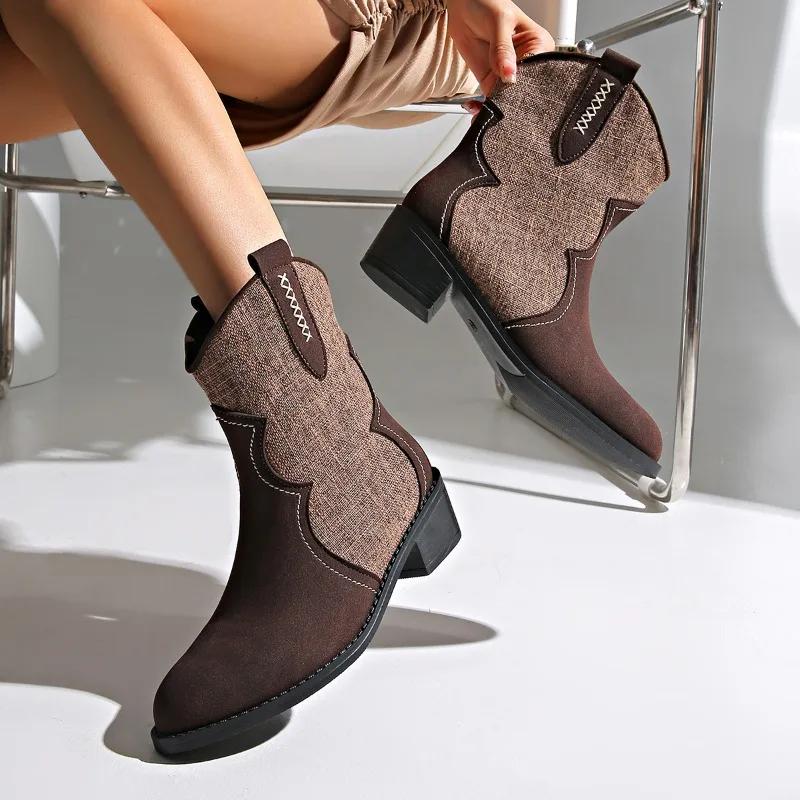 Suede Women Snow Ankle Boots Chunky Shoes Winter 2025 Trend New Fashion Chelsea Boots Outdoor Elegant Goth Pumps Botas Mujer