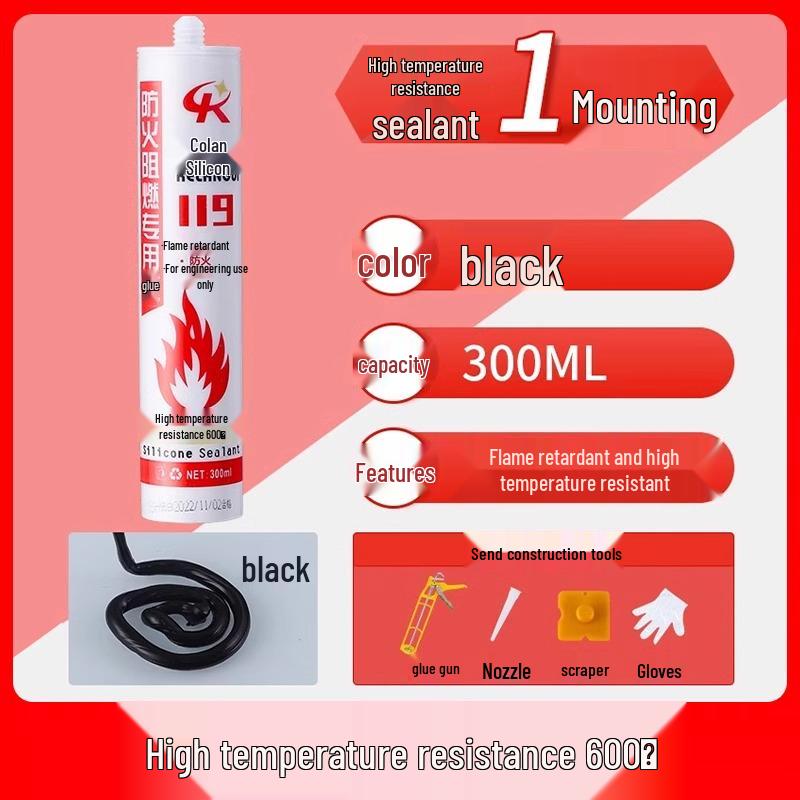 500° Fireproof Silicone Sealant: Waterproof, Flame-Resistant Adhesive for High-Temperature Glass and Structural Applications.