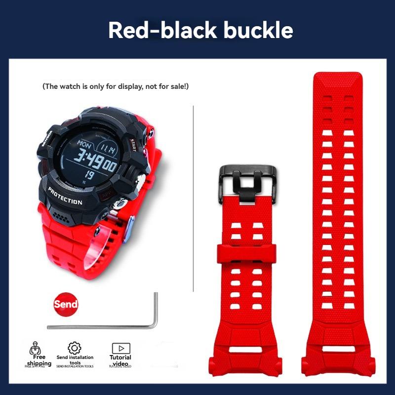 

For Casio G-SHOCK smart sports watch GSW H1000 GSW-H1000-1A black resin silicone watch with accessories Men s wristband bracelet For GSW-H1000 червоний колір чорний