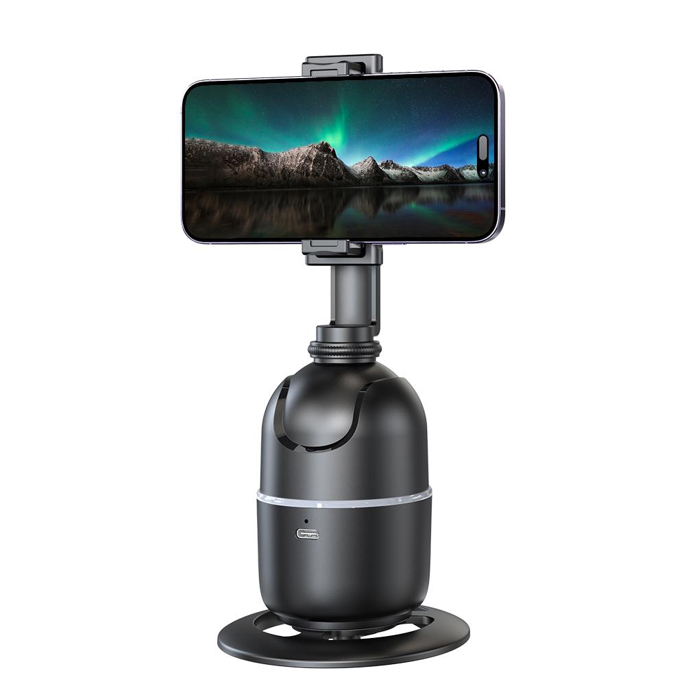 Support Smartphone Avec Suivi Visage Automatique 360° - 2 Lumières LED - Télécommande - Batterie 1200mAh