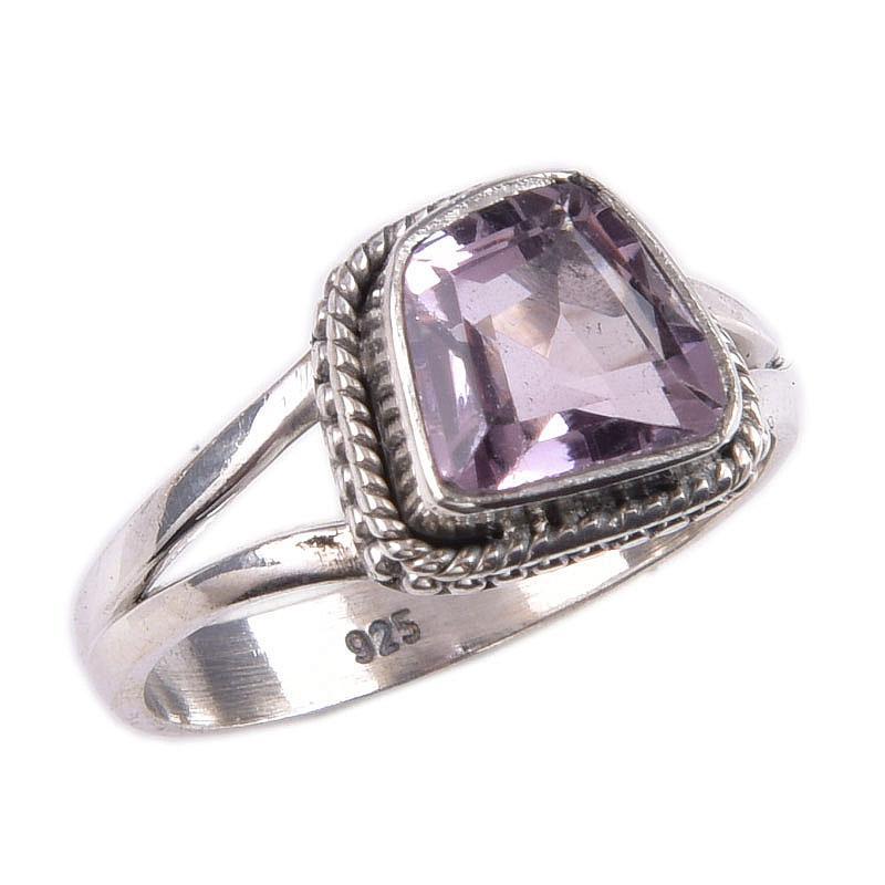 Natural Pink Amethyst Gemstone 925 Solid Sterling Silver Jewelry Ring S.6.5 P9W30