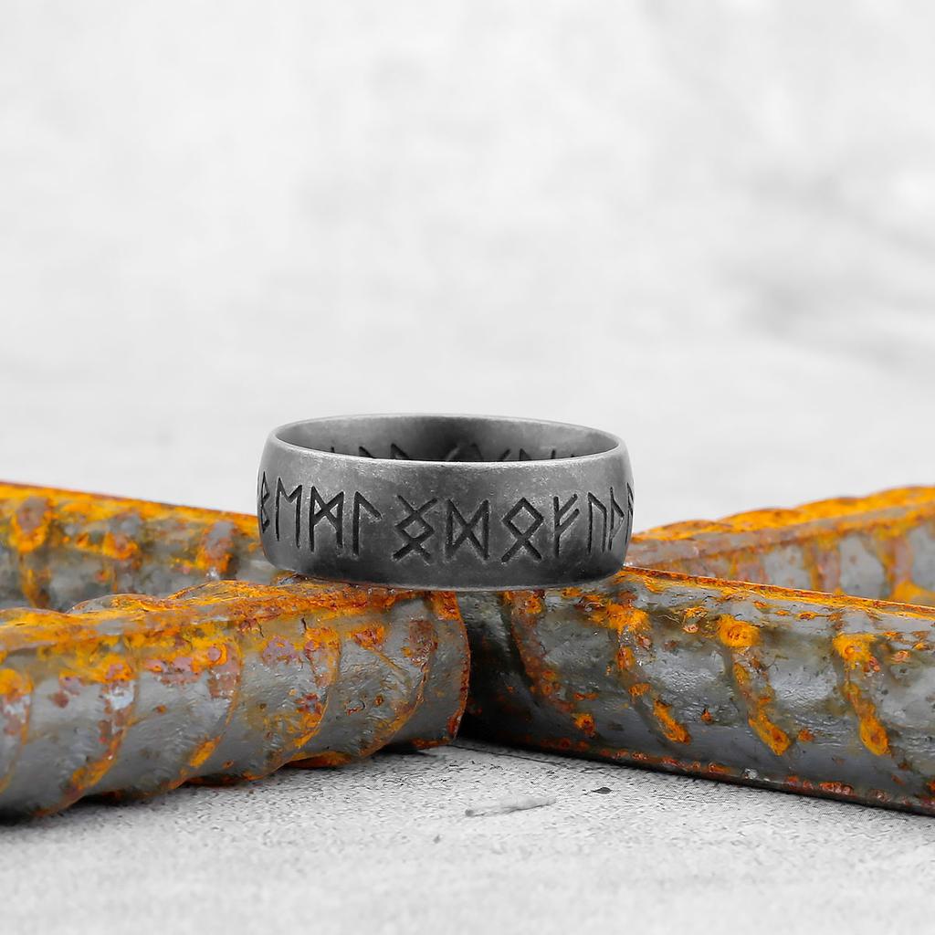 Viking Stainless Steel Ring Anchor Compass Tree of Life Nordic Viking Rune Wolf Men and Women Ring Jewelry for Boyfriend as Gift