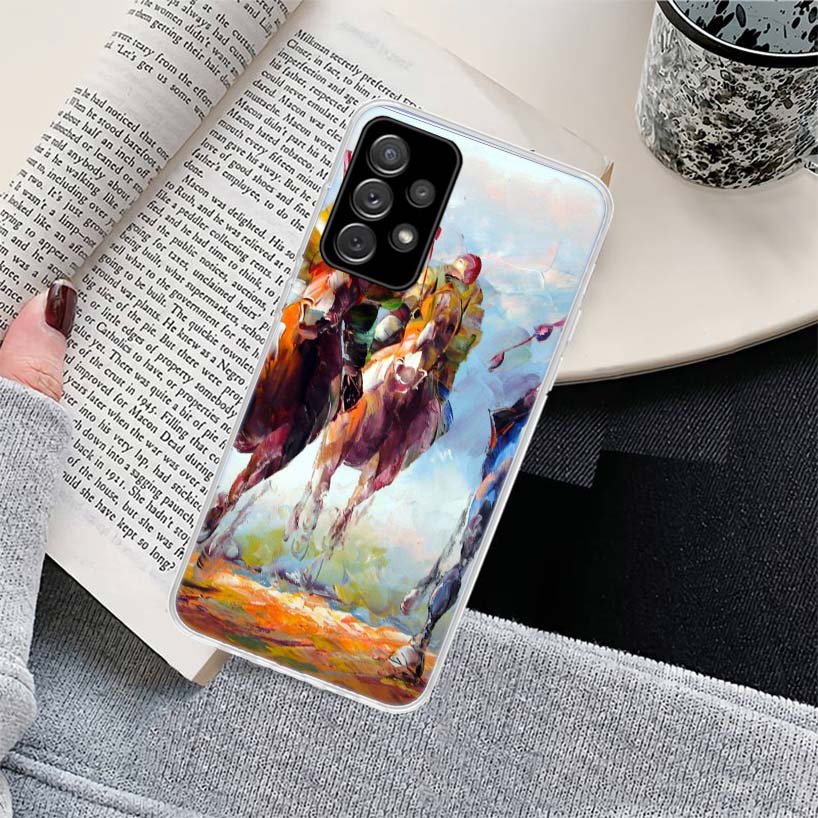 Animal Oil Painting Cute Horse Phone Case for Samsung Galaxy A17 A16 A15 A14 A13 A57 A56 A55 A54 A53 A37 A36 A35 A34 A33 A26 A25