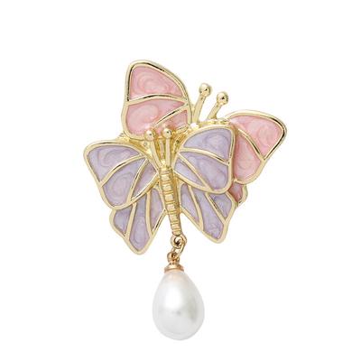Simple Papillon Alliage de Perle Papillon Perle Style Doux Broche Accessoires Foulard Badge