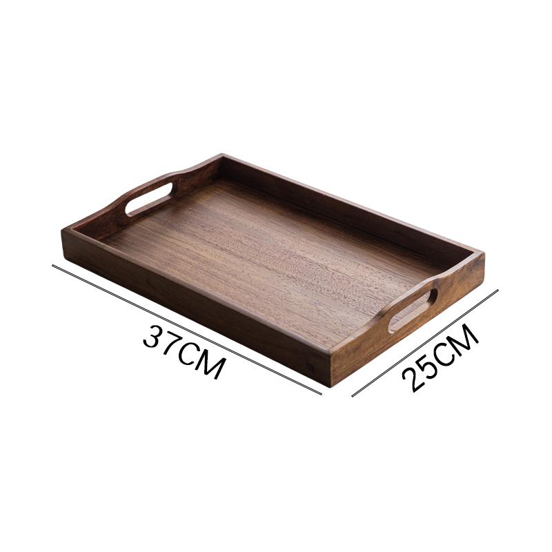 Chinese Style Household Black Walnut Solid Wood Rectangular Wooden Tray Coffee Cup Tea Tray Storage Plate Dining Plate Home
