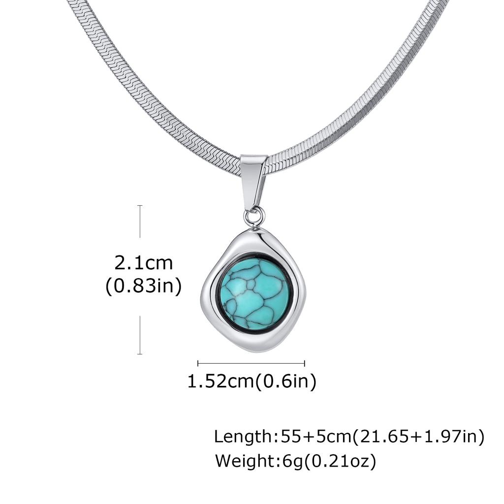 Vnox Natural Stone Pendant Necklace, Stainless Steel Blade Chain, Obsidian Tiger Eye Turquoise Lapis Stone Jewelry Gift for Men