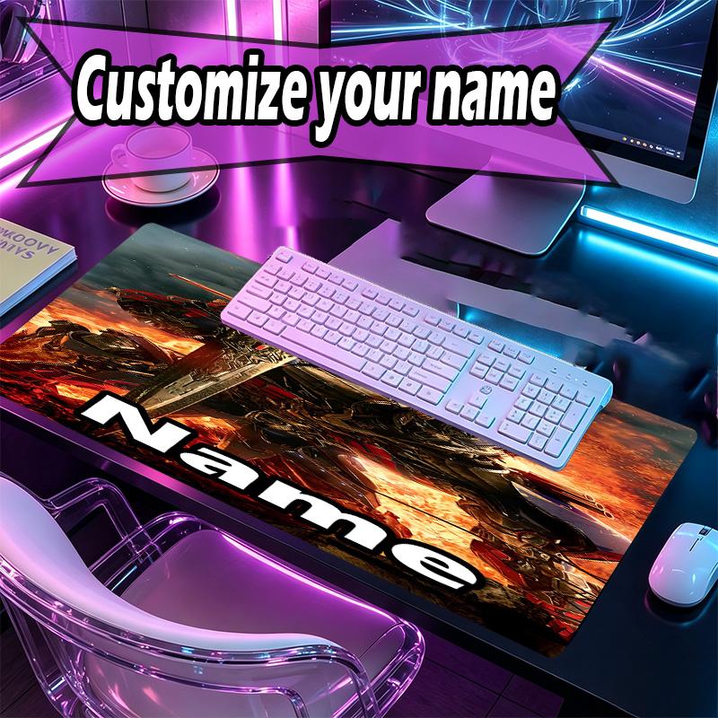 Custom Name Personalized Transformers Pattern Mousepad, Laptop PC Desk Mat, Decorative Desk Mat for Home Keyboard Pad Gift