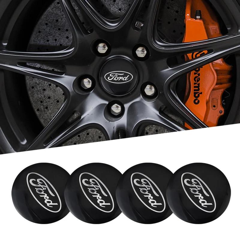 Car Sticker 2025 Hot 4pcs Ford Wheel Center Cap Hub Cover Badge Emblem Sticker Car Accessories For Ford Focus Fiesta C-Max ST Mo