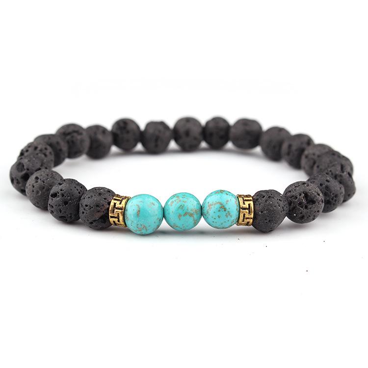 Handmade Imperial Stone & Volcanic Beaded Elastic Bracelet Necklace Set