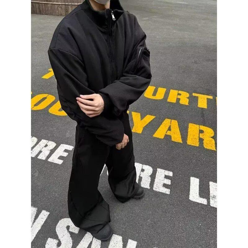 Men's Spring & Autumn Flight Jacket: American High Street Silhouette Windbreaker Coach Baseball Jacket