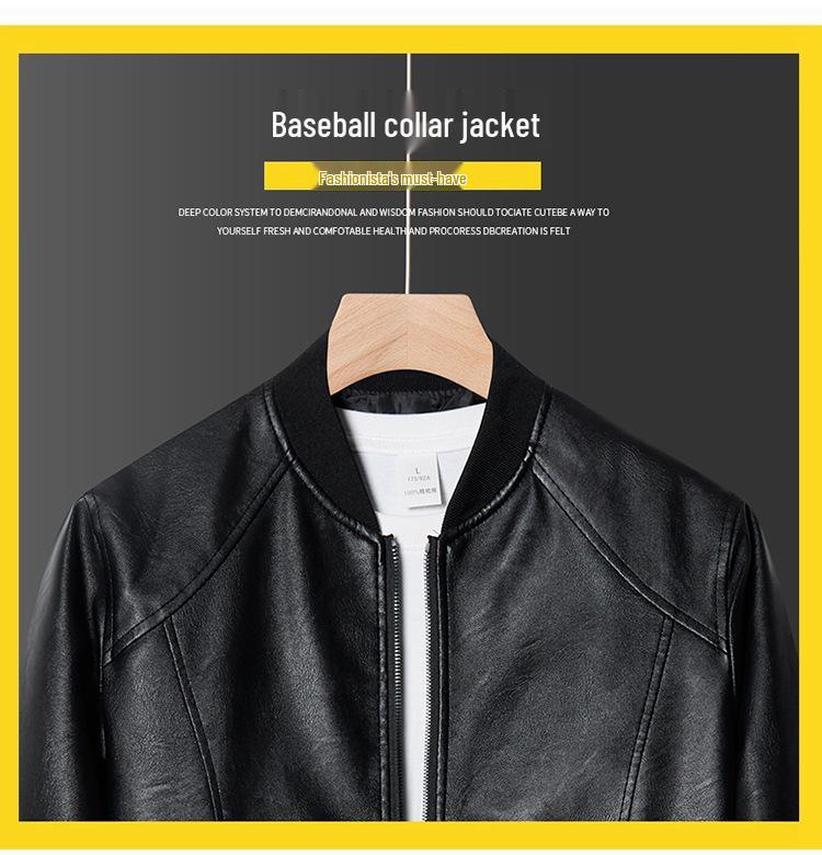 Men's Soft Leather Baseball Collar Jacket - Spring/Autumn Casual Wear for Middle-aged Dads