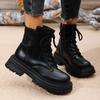Fashion New Lace-up Elegant Work Boots Winter Round Toe Comfortable Sexy Thick-soled Non-slip Casual Riding Boots for Women