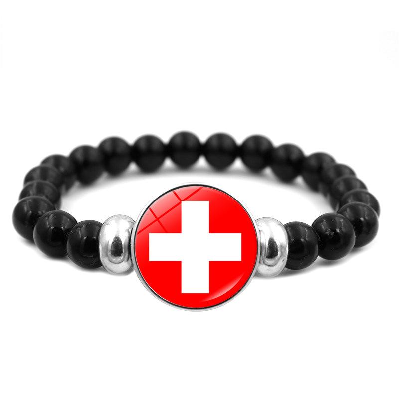 287 Länder Nationalflagge Druckknopf Elastisches Band Perlen Länderflagge Unabhängigkeitstag Perlen Schmuck Perlenarmband