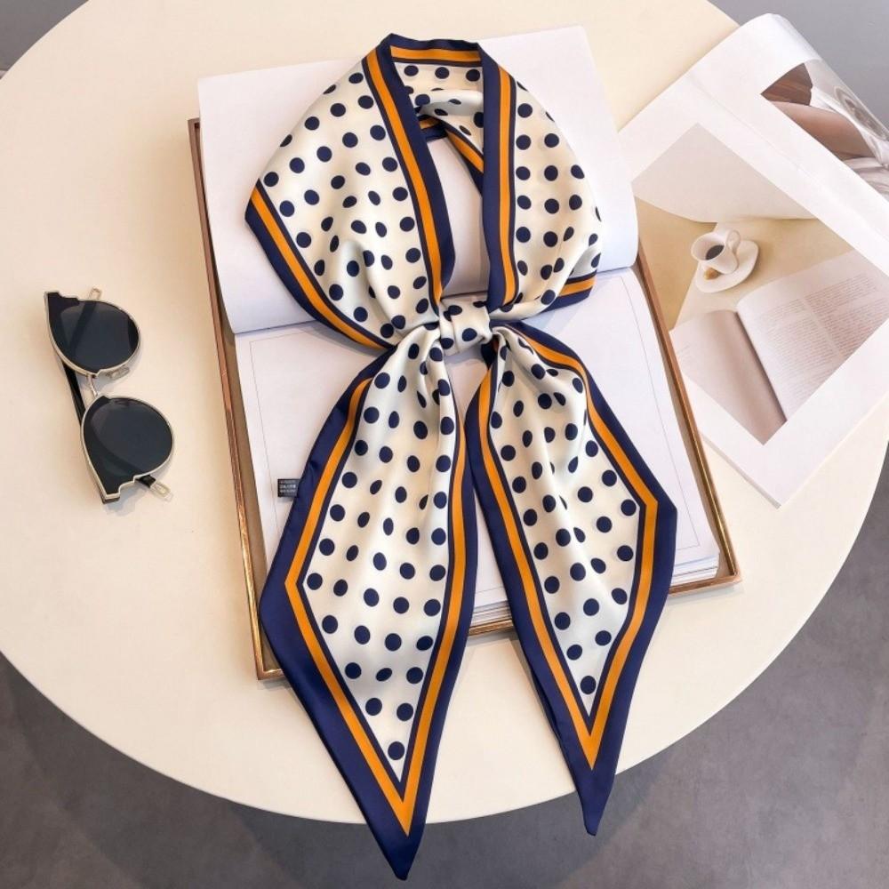 Thin Foulard Neckerchief Long Hair Ribbon Luxury Narrow Scarf
