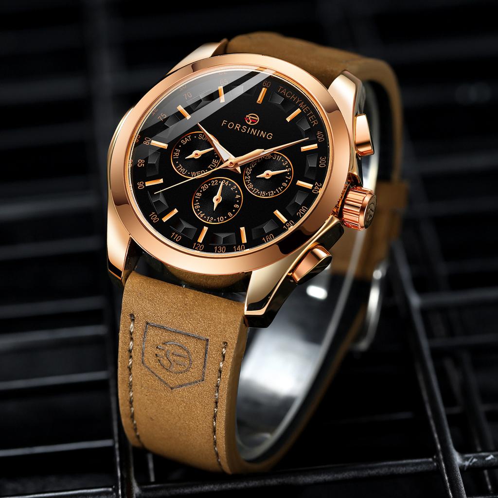 Forsing Men's Fashion Leisure Mechanical Machine Multifunctional Mechanical Watch
