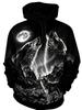 American Men's Autumn Moon Wolf Roar Print Comfortable Soft Hooded Sweatshirt Long Sleeved T-shirt Outdoor City Street Style Top