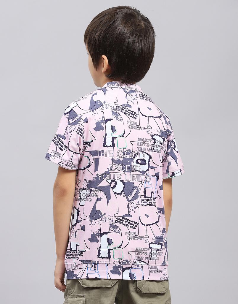 MONTE CARLO Boys Pink & White Printed Round Neck Half Sleeve Pack of T-Shirt & Shirt
