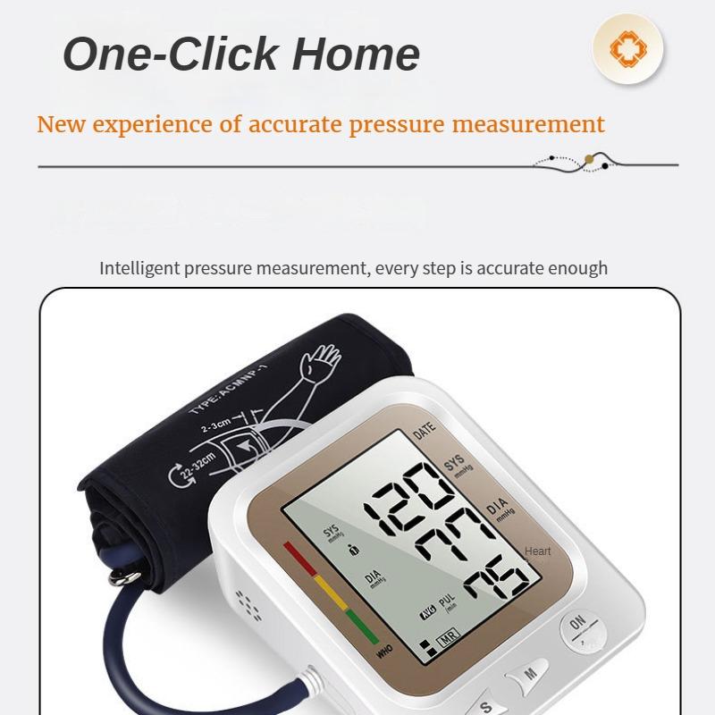 Large Screen Arm Blood Pressure Monitor Portable Electronic Tonometer Home Precision Sphygmomanometer with Voice Backlight XL-105