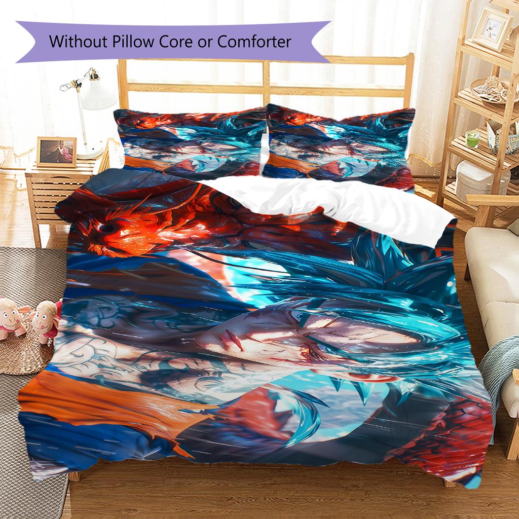 Biancheria da letto con motivo Son Goku, Set piumone Copripiumone Federa Regalo di compleanno per la casa (1 * copripiumino + 2 * federa, senza nucleo)