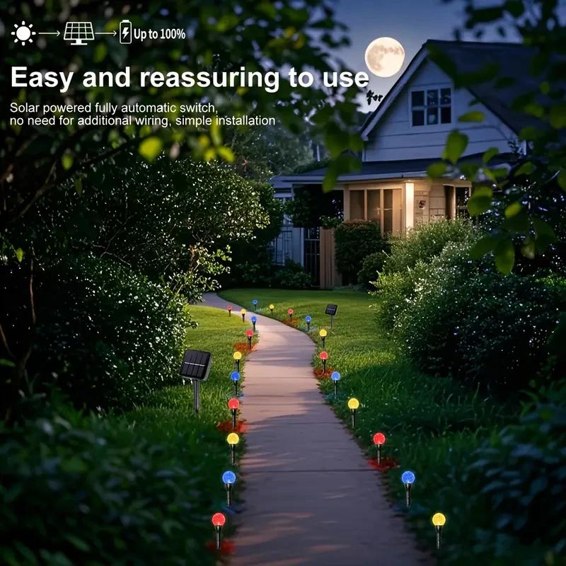 10-30LEDs Solar Ball Lawn Lights Waterproof Solar Pathway String Light for Outdoor Garden Patios Trail Lighting Decoration