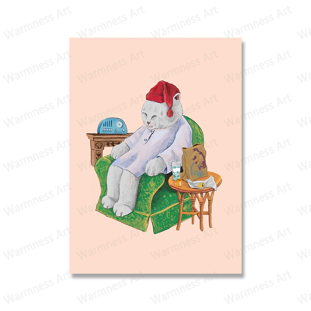 

Nordic Funny Sleeping Cat Canvas Painting Animals Posters and Prints Wall Art Pictures for Living Room Home Decoration Cuadros 21x30cm No Framed белый