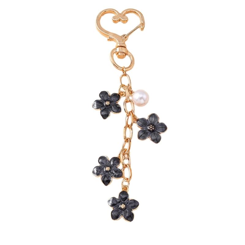 Elegant Pearls And Cherry Blossom Handbag Bag Charm With Heart Clasp Bags Pendant Keyring Decors For Fashionable Women