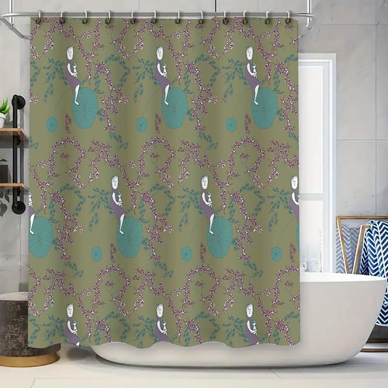 

Elegant Shower Curtain Nature Floral Pattern Waterproof Bathroom Decor Vintage Farmhouse Rustic Home Textile Accessories W60H190(CM)-1 Pcs