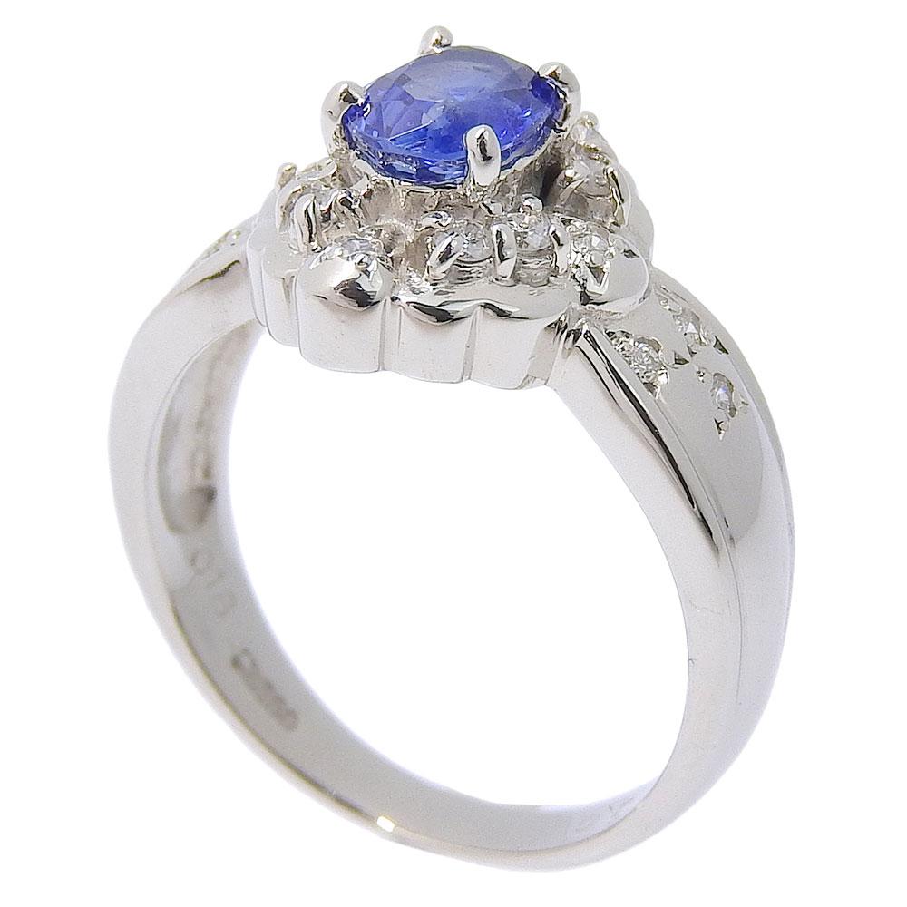 Ring Pt900Platinum/sapphire/diamond #5.6(US Size) 7.3g Women Used