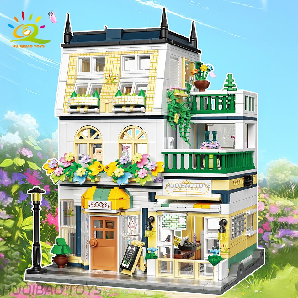 Non-Toxic 997Pcs Mini Garden Hotel Model Building Blocks City Street House Construction Micro Bricks Display Toys Children Adult
