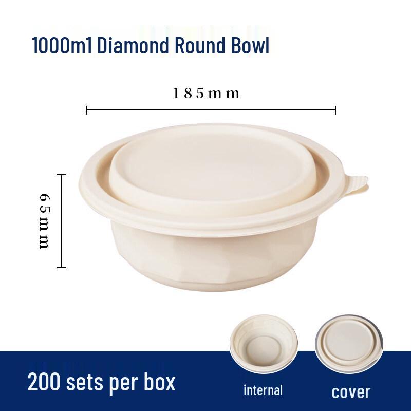 Liangdao Biodegradable 1000ml Diamond Round Takeaway Bowl