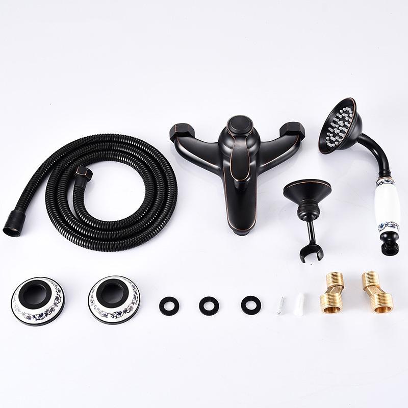 European Style Bathroom Shower Faucet Copper Brass Shower Set with Hand Shower Bathtub Mixers Taps Crane