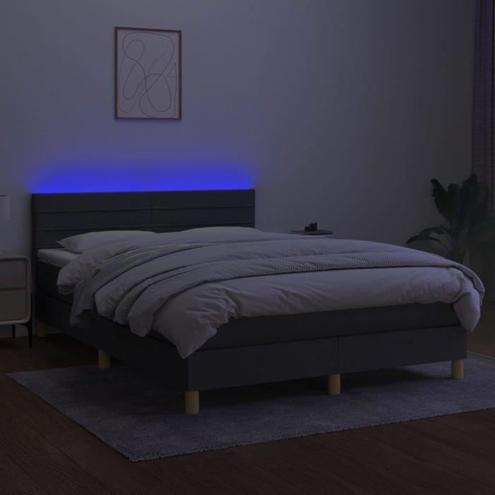 VidaXL Slat Bed Base with Mattress and LEDs, Upholstered Bed, Double Bed, Adult Bedroom Interior Bed, 3133798