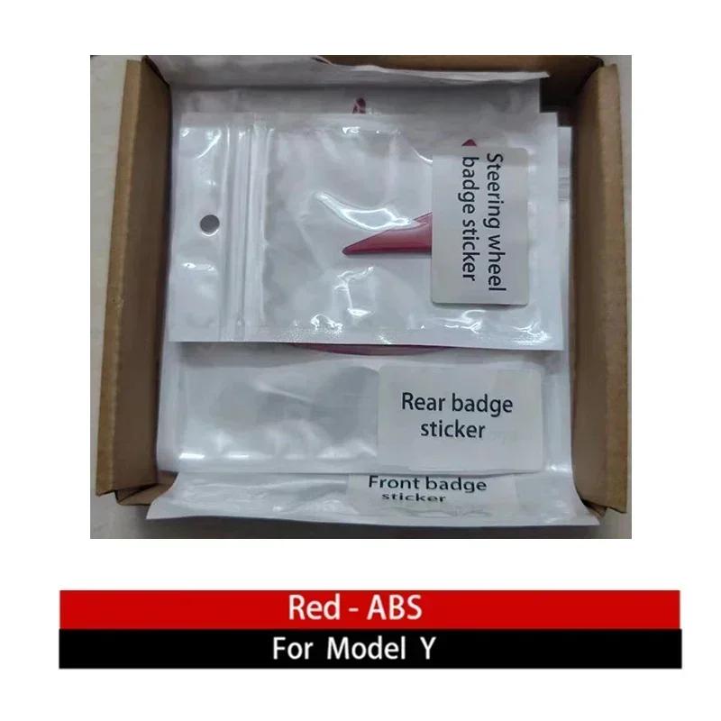 

For Tesla Tesla High Quality ABS Three Piece Set Sticker Model 3 Y Auto Logo Steering Wheel Modified Tail Box Car Accessories