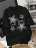 Damen-T-Shirt, distressed Denim Sternenprint Grafik-T-Shirt, lässiges Rundhals-Kurzarm-T-Shirt, Oberteil für ganzjährige tägliche Kleidung