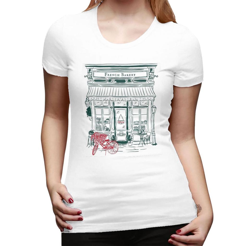 French Bakery TShirt for Women Crew Neck Streetwear T Shirts Womens Short Sleeve Summer Clothes Tops