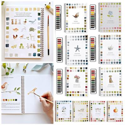 Watercolor Workbook 12 Colors Birds Flowers Animals Kids Watercolor Paint Book Art Crafts Painting Supplies for Beginners