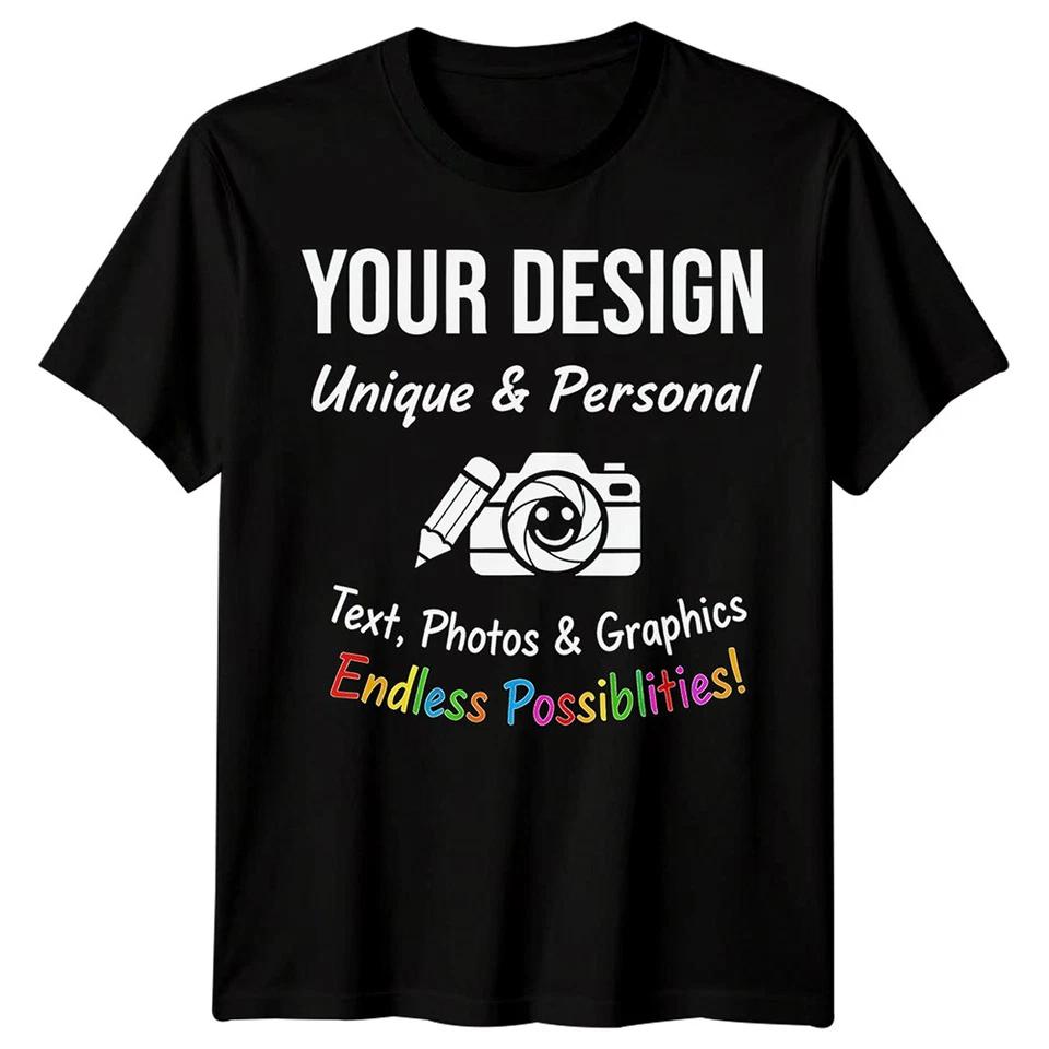 Personalised T Shirts Mens Womens Kids UK Any Text And Photo Custom Design Tee 8 3XL