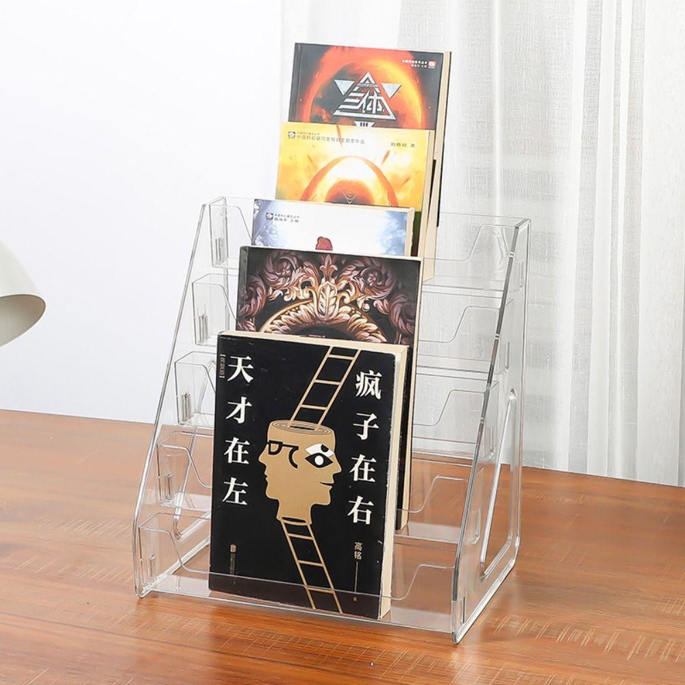 DIY Acrylic Book Display Rack 5 Tier Doll Figures Model Shelf Magazines Organizer  Home Use